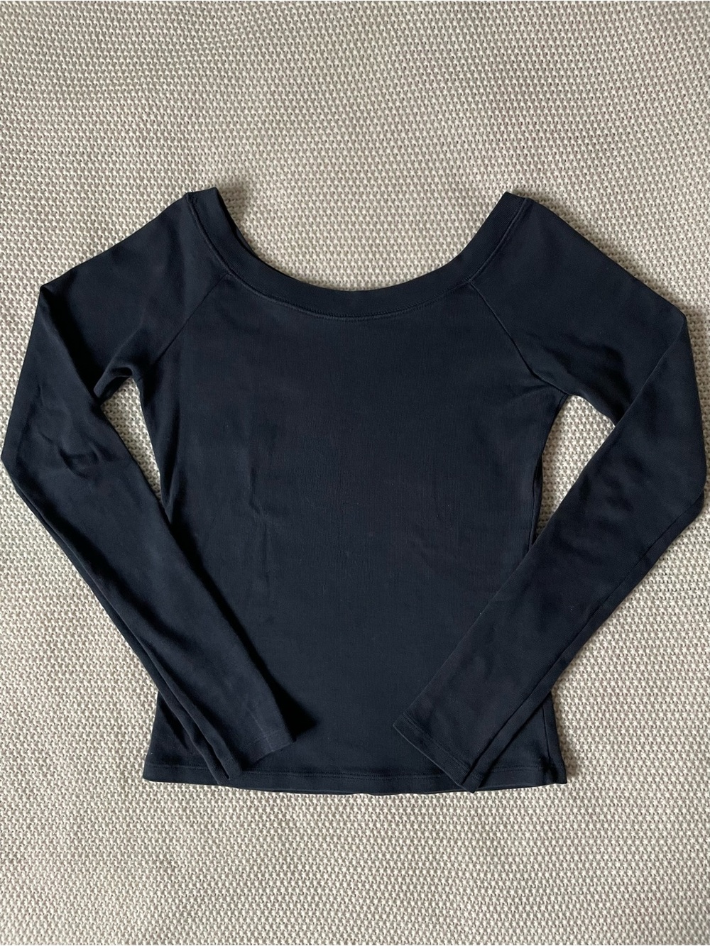 Brandy Melville - Navy Off The Shoulder Long Sleeve Top